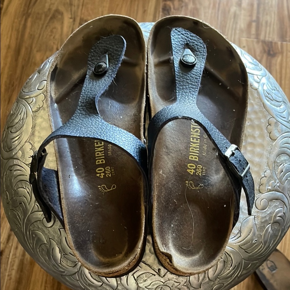 Birkenstock Dark Leather Thong Sandals